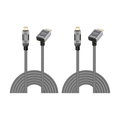 2PK Laser 4K USB-C To Right Angle HDMI Input Braided Durable Cable 2m Grey