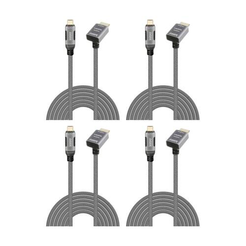 4PK Laser 4K USB-C To Right Angle HDMI Input Braided Durable Cable 2m Grey