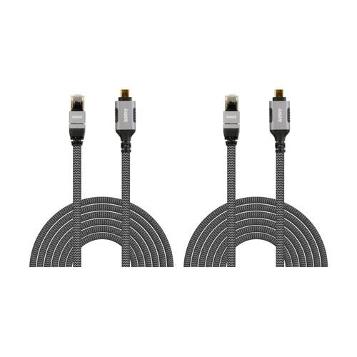 2PK Laser USB-C To RJ45 Ethernet Male-To-Male Braided Durable Cable 2m Grey