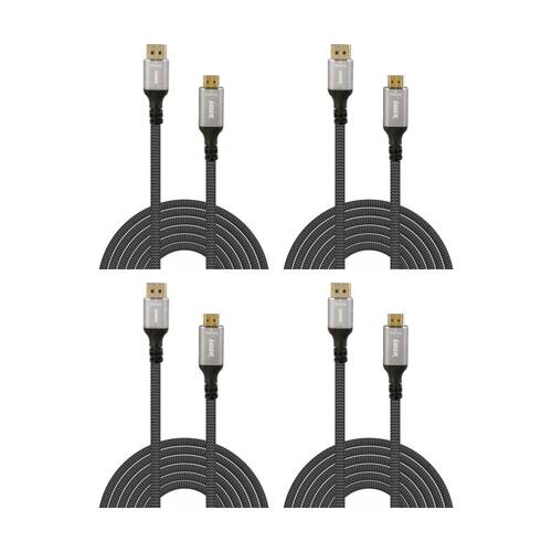 4PK Laser 4K DisplayPort To HDMI Braided Durable Connection Cable 2m Black
