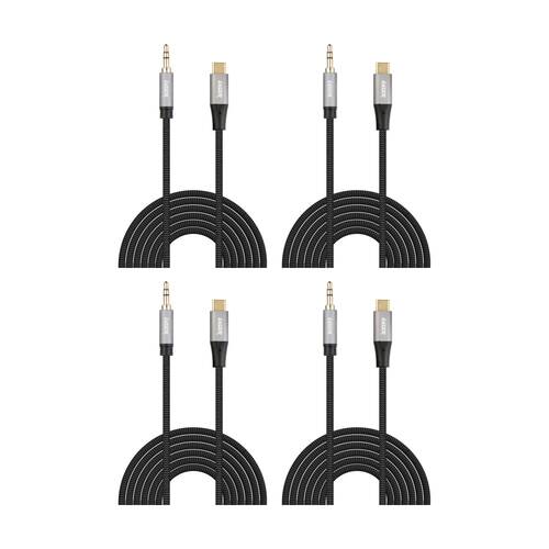 4PK Laser USB-C To 3.5mm AUX Braided Durable Wire Audio Cable 2m Black