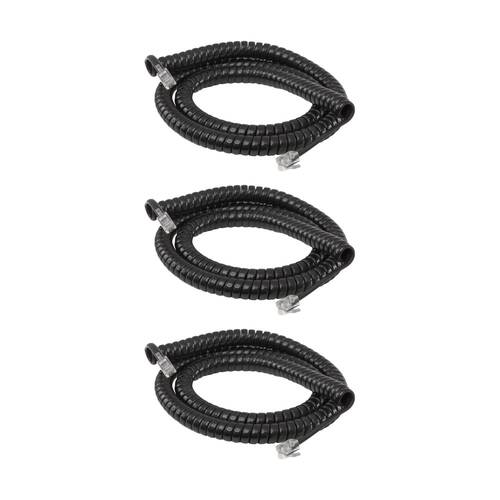 3PK 5M Black Handset Curly Cord Tel4502 Rj11 Telephone RJ11