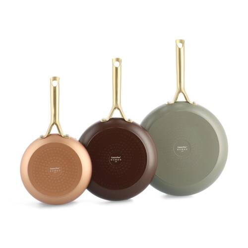3pc GreenPan Ceramic Non-Stick Shades Frypan Kitchen Cooking Tool Set Terra