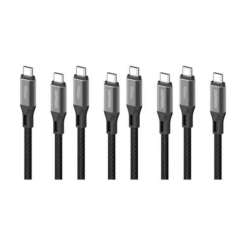 4PK Comsol USB-C To USB C 10Gbps Fast Charge Charging Cable Black 1.2m