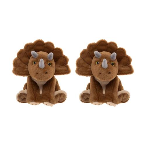 2PK Charlie Bears Triceratops Dinosaur Cuddle Cub Plush Kids Soft Toy 0y+ Brown