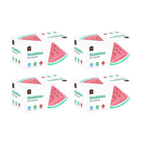 4x 40pc Educational Colours Stubbies Kids Classroom Crayons Box 3y+
