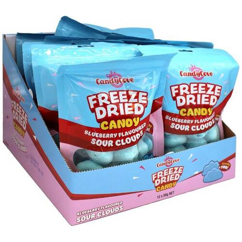 12PK Candy Cove Candycove Freeze Dried Sour Clouds 50g Fruit Flavour Gummies