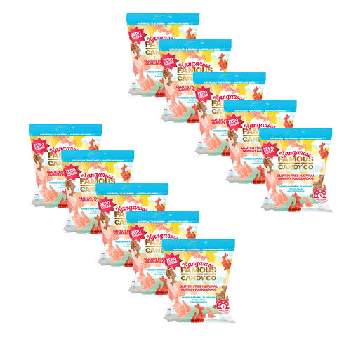 10PK Famous Candy Co Kangaroos Mixed 50g Party Favours Candy/Lollies/Gummies