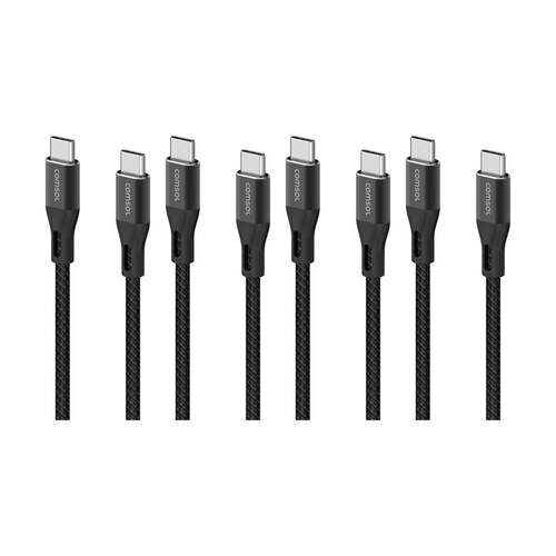 4PK Comsol USB-C To USB C Braided Data Transfer Charge Cable Black 3m