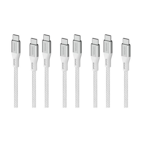 4PK Comsol USB-C To USB C Braided Data Transfer Charge Cable White 3m