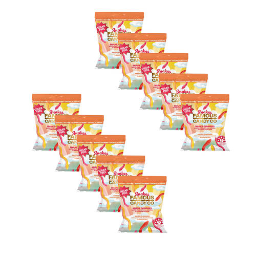 10PK Famous Candy Co Sugar Free Snakes 50g Party Favours Candy/Lollies/Gummies