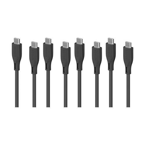 4PK Comsol USB-C To USB C Silicone Soft Data Transfer Charge Cable Black 1.2m