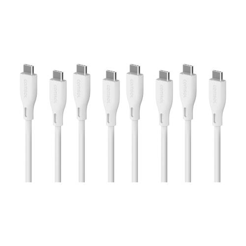 4PK Comsol USB-C To USB C Silicone Soft Data Transfer Charge Cable White 2m