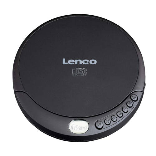 Lenco CD-010 Portable CD Player W/ LCD Screen & In-Ear Wired Earphones Black