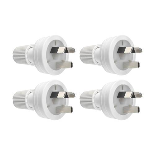 4PK Hpm 3 Pin PVC Plug Top White Electrical 10Amp Power