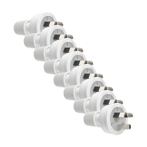 8PK Hpm 3 Pin PVC Plug Top White Electrical 10Amp Power