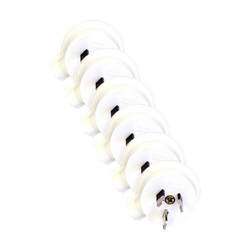 6PK Hpm 3 Pin Flat Plug Top White Side Entry Low Profile Electrical 240V