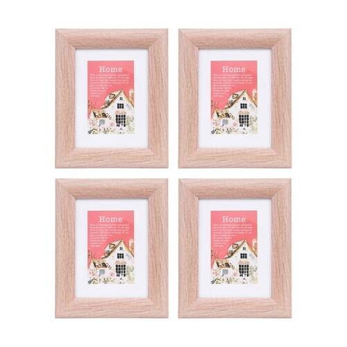 4PK Cottage Grove Wooden Frame 4x6 Plexi-Glass Window Tan Red 27x22x2cm