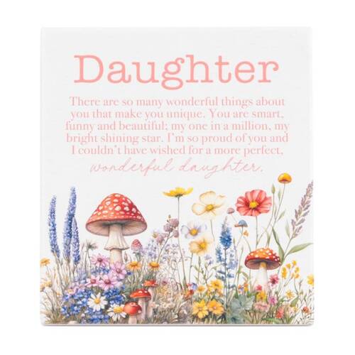 Cottage Grove Daughter Verse Ceramic Embossed Pink White 12x14x1cm