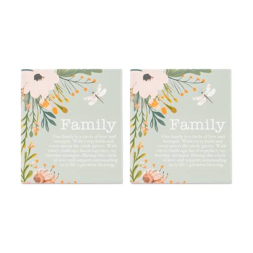 2PK Cottage Grove Family Verse Ceramic Embossed Green White 12x14x1cm
