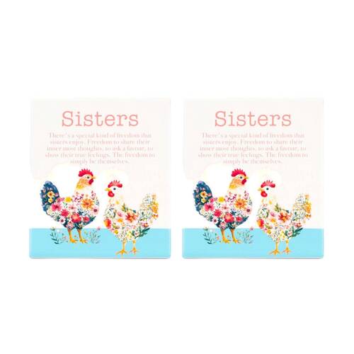 2PK Cottage Grove Sisters Verse Ceramic Embossed Pink Aqua 12x14x1cm