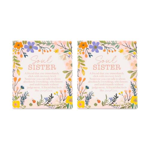 2PK Cottage Grove Soul Sisters Verse Ceramic Embossed Decor 12x14x1cm