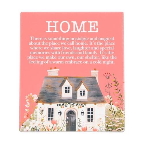 Cottage Grove Home Verse Ceramic Embossed Pink White 12x14x1cm