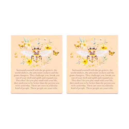 2PK Cottage Grove Tribe Verse Ceramic Embossed W/ Stand And Hook 12x14x1cm