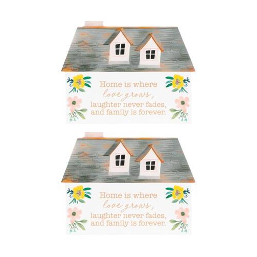 2PK Cottage Grove Love Grows Blockword Wooden Block Decor MDF White Green