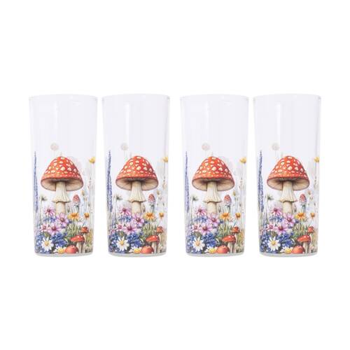 2x 2pc Cottage Grove Hi-Ball Glass Full Colour Decal Multi 15cm