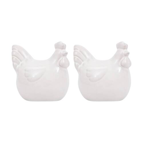 2PK Cottage Grove Ceramic Hen Ornament Decor White Small 13x10x11cm