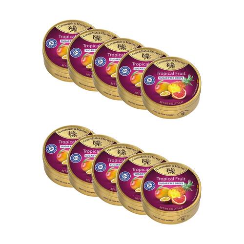 10PK Cavendish & Harvey Sugar Free Tropical Fruit Flavoured Candy 175g