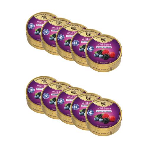 10PK Cavendish & Harvey Sugar Free Wild Berry Flavoured Candy 175g