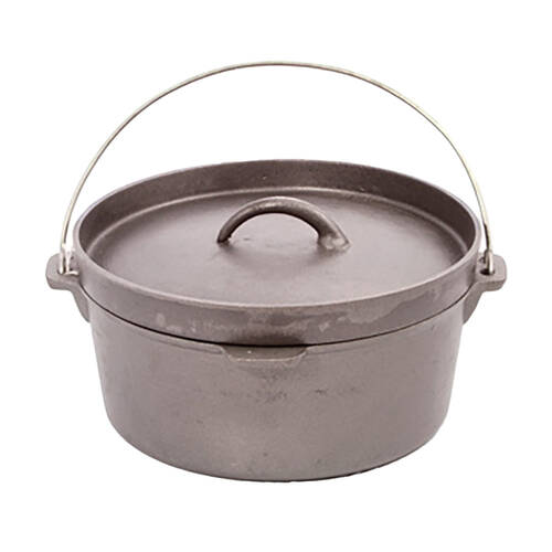 G&S Cast Iron Pre-Seasoned Durable Camp Oven With Lipped Lid 10cm/4.5qt