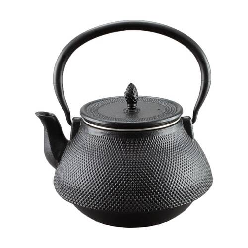 G&S Cast Iron Enamelled Durable Heat Retention Kitchen Kettle Black 20cm