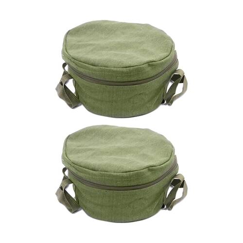 2PK G&S Camp Oven Bag Canvas Heavy Duty Protective Cooking Khaki Green 2qt