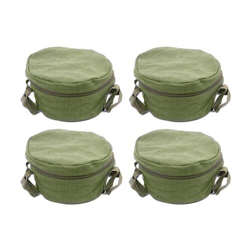 4PK G&S Camp Oven Bag Canvas Heavy Duty Protective Cooking Khaki Green 2qt