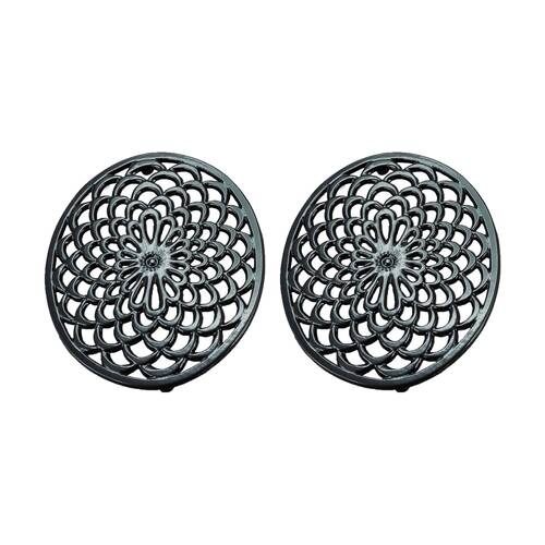2PK G&S Cast Iron Enamelled Oval Trivet Durable Heat Protector Black 25x20cm