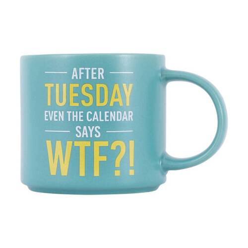 Cheeky Mugs WTF Ceramic Mug Microwave Dishwasher Safe Aqua 390ml
