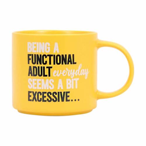 Cheeky Mugs Functional Mug Ceramic Microwave Safe Yellow 390ml