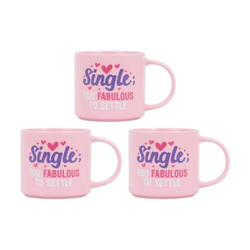 3PK Cheeky Mugs Single Ceramic Mug Microwave Dishwasher Safe Pink 390ml
