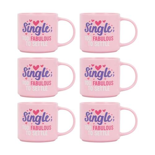 6PK Cheeky Mugs Single Ceramic Mug Microwave Dishwasher Safe Pink 390ml