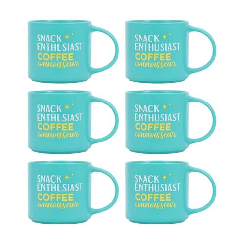 6PK Cheeky Mugs Snack Coffee Ceramic Mug Dishwasher Safe Green 390ml