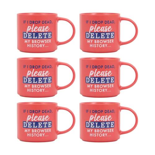 6PK Cheeky Mugs Delete Ceramic Mug Microwave Dishwasher Safe Red 390ml