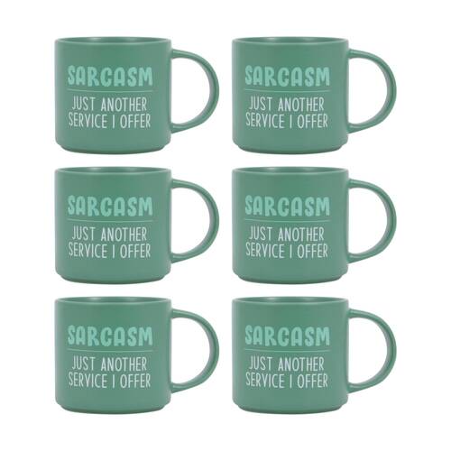 6PK Cheeky Mugs Sarcasm Ceramic Mug Microwave Dishwasher Safe Green 390ml
