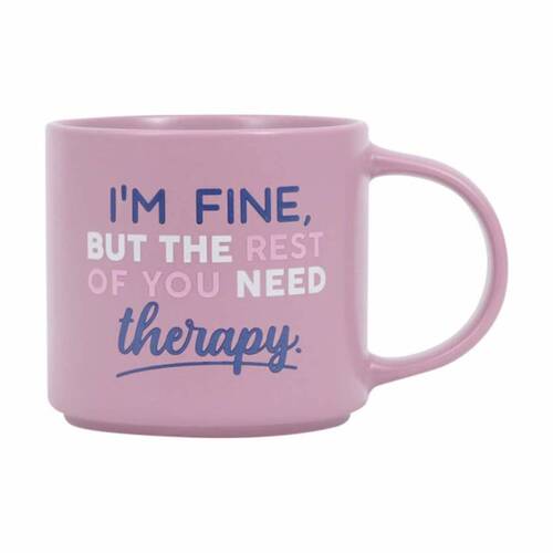 Cheeky Mugs Therapy Ceramic Mug Microwave Dishwasher Safe Purple 390ml