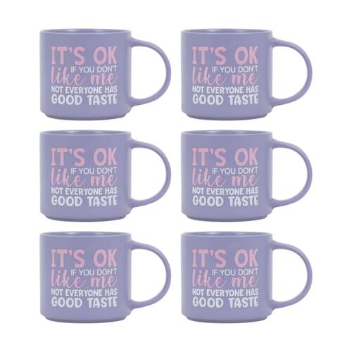 6PK Cheeky Mugs Good Taste Ceramic Mug Dishwasher Safe Purple 390ml
