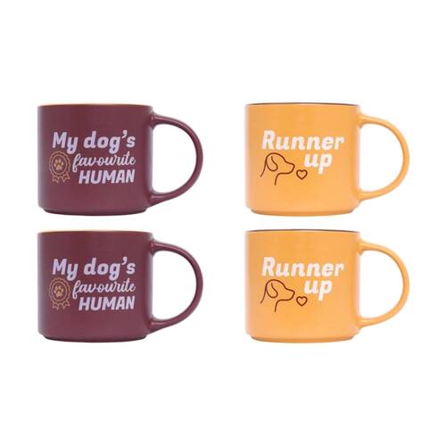 2x 2pc Cheeky Favourite Human Mugs Ceramic Mug Set Red Orange 390ml