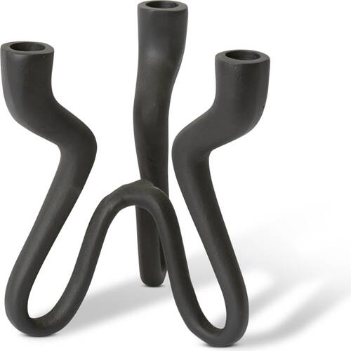 E Style Laquan Candle Holder Black Aluminium Modern Sculptural Decor 18x16x21cm