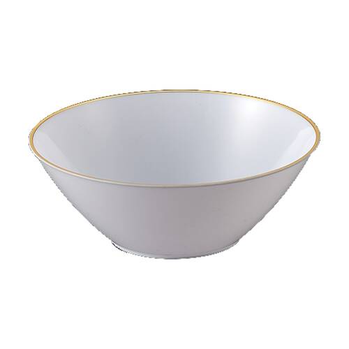 24x 6pc Partyware Heavy Duty Reusable Salad Bowl Set W/ Gold/Silver Rim 110mm